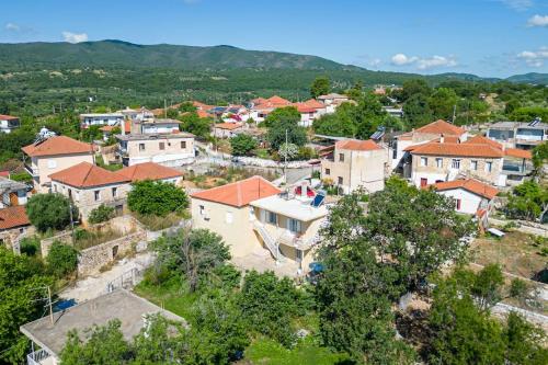 an aerial view of a village with houses at Village house xatzis in Hajís