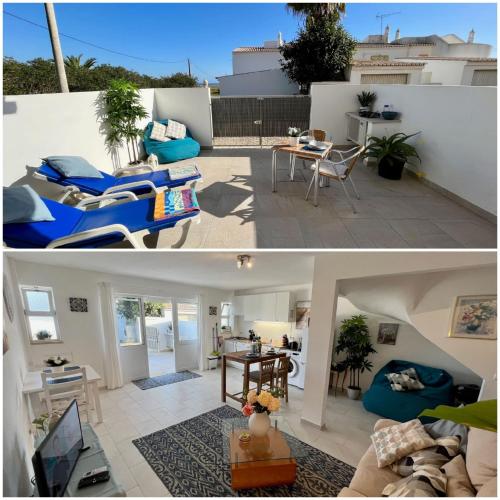 two pictures of a living room and a living room at Casa Cristal in Lagos