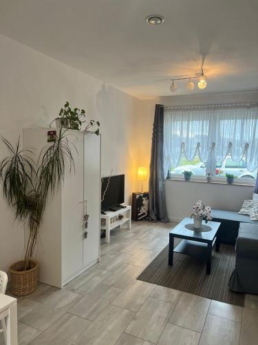 a living room with a couch and a table at Apartament Wrzosowa in Kudowa-Zdrój