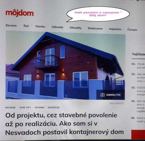 a screenshot of a website of a house at Penzión Florens, Nesvady in Nesvady