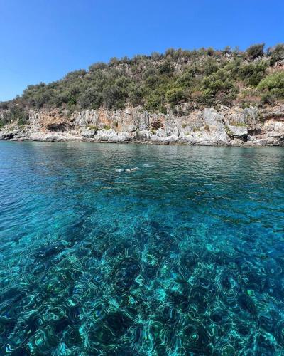 a large body of water with a small island at B&B Casa Benvenuto in Diamante
