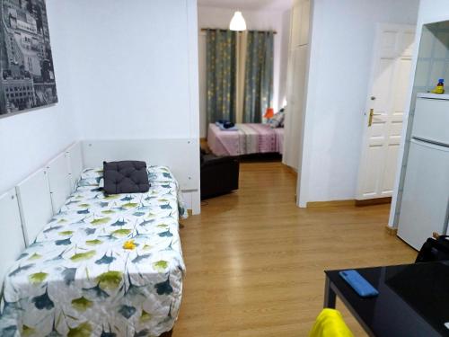1 dormitorio con 1 cama y sala de estar en Estudio Grande Madrid Centro, en Madrid