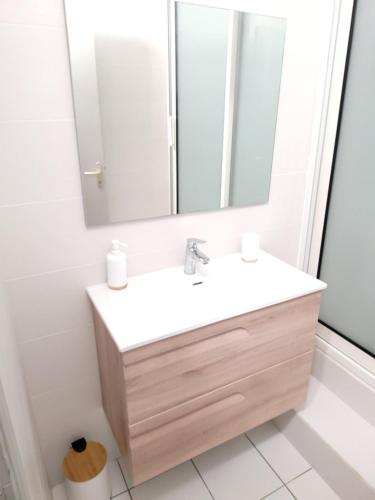 a bathroom with a sink and a mirror at LE MD 43 in Pointe-à-Pitre