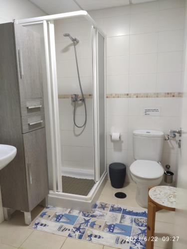 a bathroom with a shower and a toilet at Playa Serena Zen in Roquetas de Mar