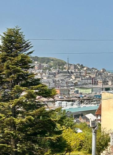 a view of a city with a tree at Les Petites Fécampoises by Mathilde in Fécamp