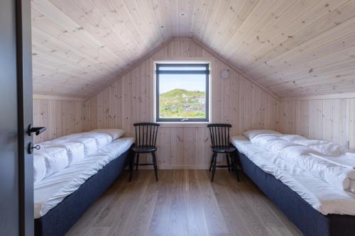 เตียงในห้องที่ The Panorama - Sørvågen Lofoten