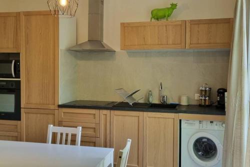 a kitchen with a sink and a washing machine at 2 pièces au centre d'Antibes. in Antibes