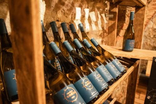 - un bouquet de bouteilles de vin dans une cave dans l'établissement Penzion Janota Perná, à Perná