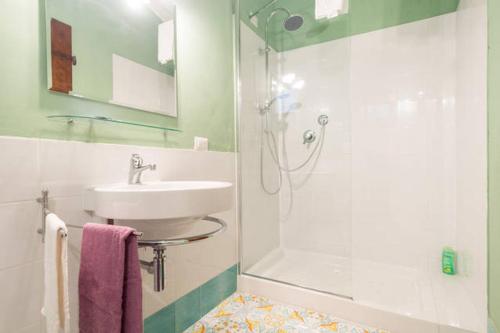 a bathroom with a sink and a shower at Podere Delle Rose in Torre San Severo
