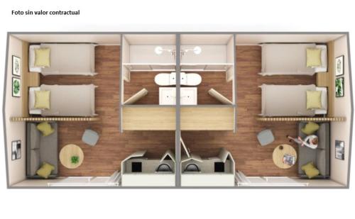 a floor plan of a small apartment with a room at Camping Cambrils Caban in Cambrils