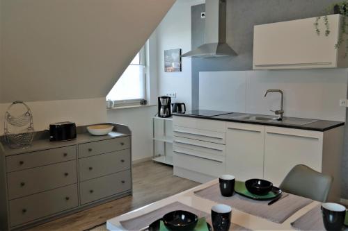 Kuchyň nebo kuchyňský kout v ubytování Ferienwohnung Talblick