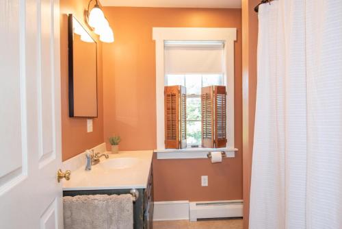 a bathroom with a sink and a window at Dutch Country Acres in New Providence