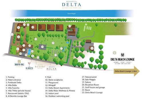 a site plan of the proposed site of the delula at Parkhotel Delta, Wellbeing Resort in Ascona