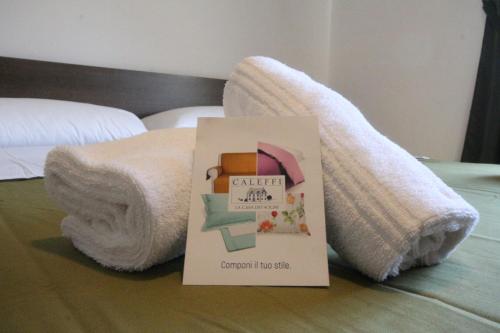 a book sitting on top of a bed with a towel at B&B Casa Wanda since 1999 in Riva del Garda