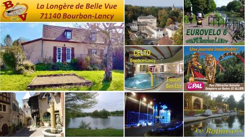 a collage of pictures of different houses andyards at Les Longères de Belle Vue - à 30' du Parc de Loisir du PAL in Bourbon-Lancy