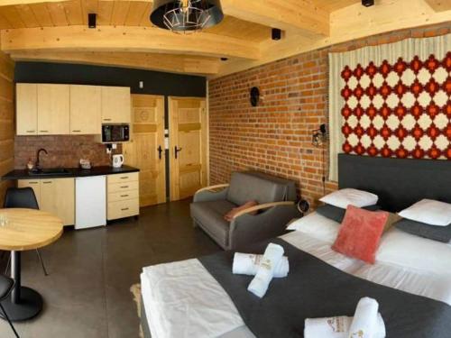 Η κουζίνα ή μικρή κουζίνα στο SASÓWKA APARTAMENT