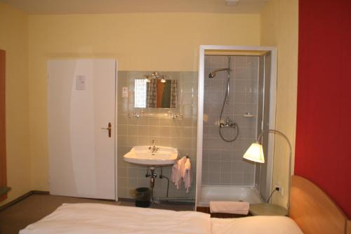 Koupelna v ubytování Hotel Cafe Lieb
