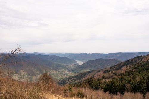 a view of a valley in the mountains at Urlaub am Jauerling in Oberndorf