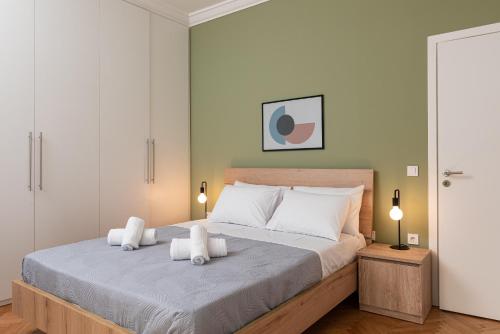 Ένα ή περισσότερα κρεβάτια σε δωμάτιο στο Twins apartments - museum