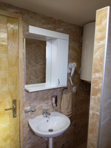 uma casa de banho com um lavatório e um espelho em Brvnara Srna Zlatar em Nova Varos