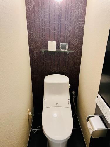 a bathroom with a white toilet in a stall at ホテル CROWN MOTEL in Yokohama