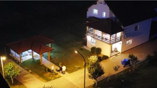 an aerial view of a house at night at House Pljesevica in Plitvička Jezera