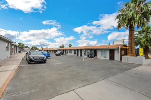 a parking lot in front of a motel at Desert Moon Motel in Las Vegas