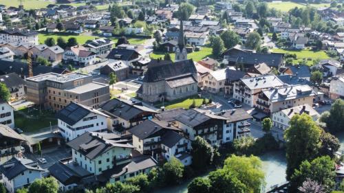 an aerial view of a town with houses at Haus Maria in Bruck an der Großglocknerstraße