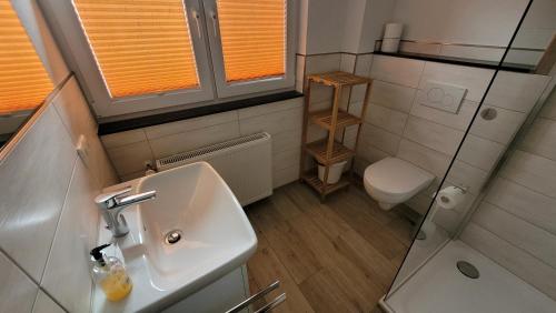 Ένα μπάνιο στο Ferienwohnung Eule