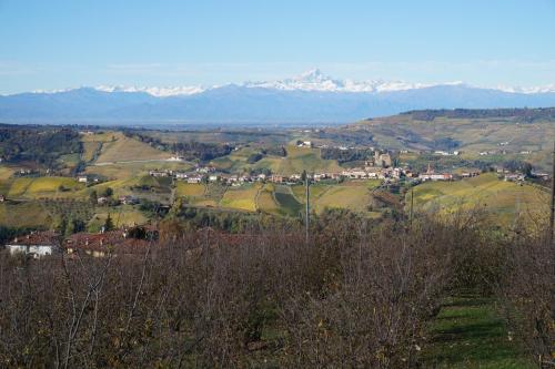 a view of a valley with snow capped mountains at B&B La Buonora in Sinio