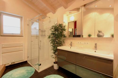 Ett badrum på Alpenlandhaus Menardi