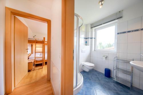 een badkamer met een toilet en een wastafel bij Königsblick in Königsleiten