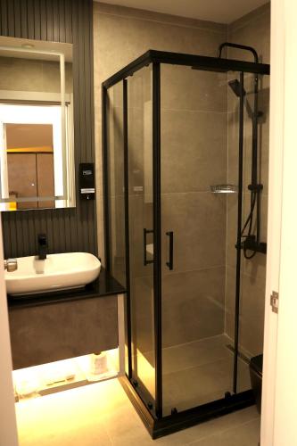 Koupelna v ubytování Hotel Lazlakar