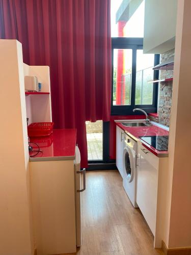 Kuchyň nebo kuchyňský kout v ubytování Apartamentos Bahía de Boó