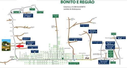 a map of the bonnie ricochet neighborhood at Refúgio Exclusivo no Meio da Natureza in Bonito