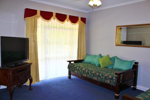 a living room with a couch and a television at Hatchers Richmond Manor in Richmond