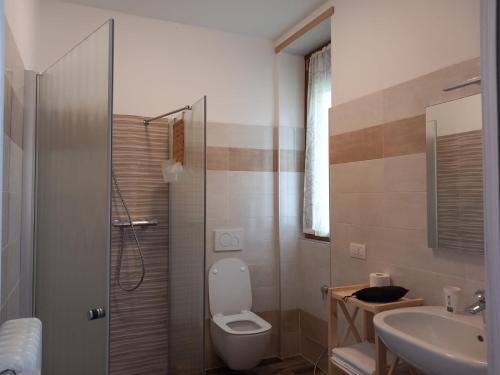 a bathroom with a toilet and a sink at Agriturismo Fiordimelo-Camere in Tirano