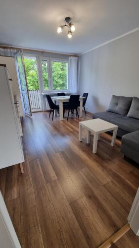 a living room with a couch and a table at Mieszkanie Grunwaldzka in Olsztyn