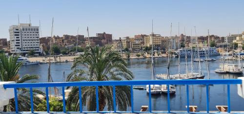 a view of a marina with boats in the water at La Terrace in Aswan