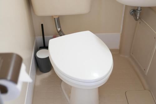 a bathroom with a white toilet and a sink at Kameari 1003 Budget Stay High Floor Near Station Mall Disney Access in Tokyo