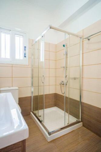 a bathroom with a shower and a sink at Irene's Olive Guest house in Sami