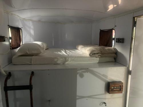 a room with two beds on a trailer at Salamandra trailerhome in Pirenópolis