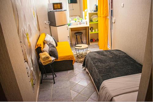 Posteľ alebo postele v izbe v ubytovaní AyaSofiA luxury Studio with balcony