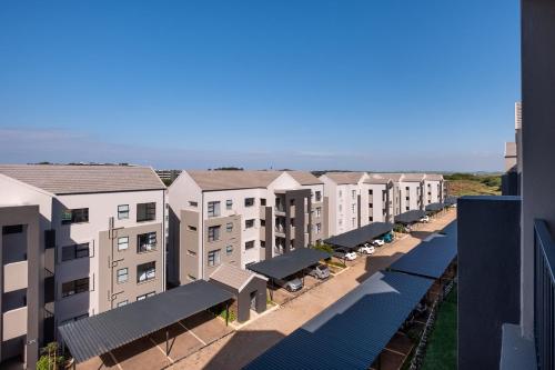 an overhead view of a row of apartment buildings at Ballito Village Luxury Apartments in Ballito
