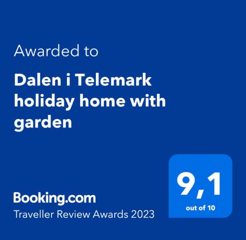 Majutusasutuses Dalen i Telemark holiday home with garden olev sertifikaat, autasu, silt või muu dokument