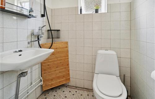 a bathroom with a toilet and a sink at Nice Home In Jgerspris With Kitchen in Jægerspris