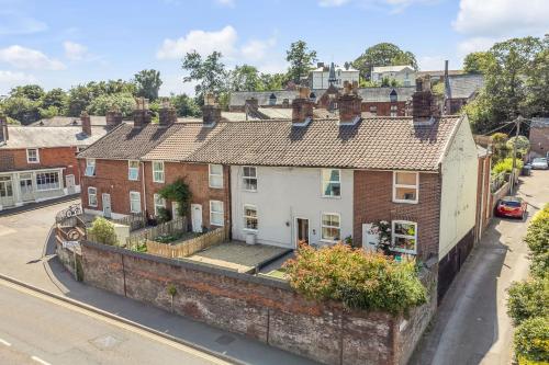 an aerial view of a house at Sleeps 8 City House with Cinema Room and Parking in Norwich