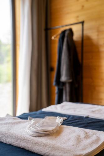 a close up of two beds in a room at Gorai in Kazbegi
