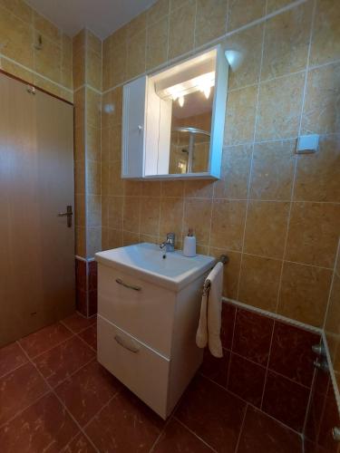 a bathroom with a sink and a mirror at Apartment Ante in Vlašići