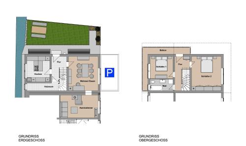 una planimetria di una casa di Ferienwohnung Hubert a Rottach-Egern